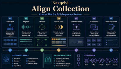 Naxqelvi Align Collection course tier for full-sequence review with alignment areas, included materials, and study flow.