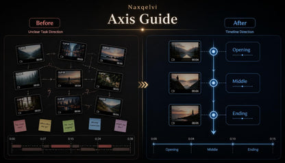Naxelvi Axis Guide comparing 'Before' and 'After' timeline directions with visual examples.