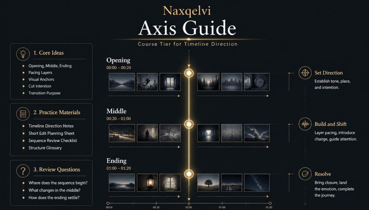 Naxqelvi Axis Guide with timeline and visual elements on a dark background