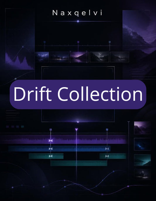 Naxqelvi Drift Collection with purple and blue graphics on a dark background