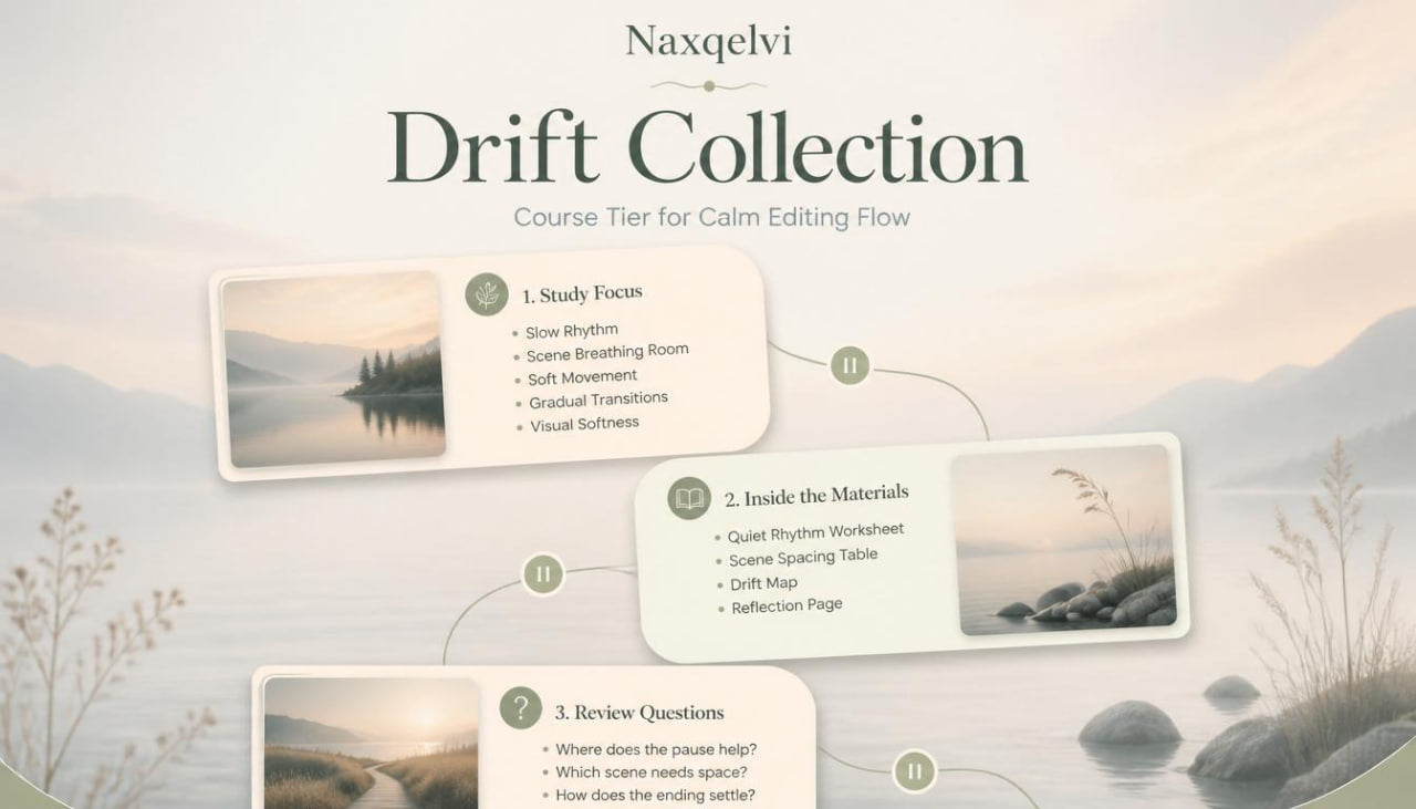Naxqelvi Drift Collection course tier for calm editing flow with scenic background