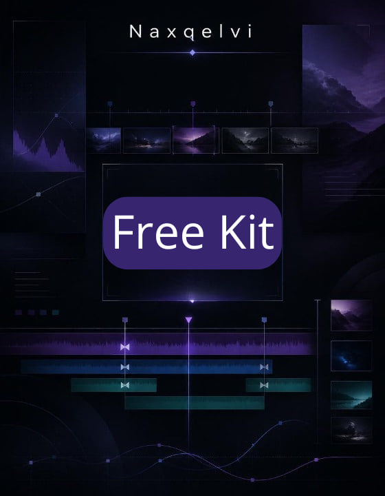 Promotional graphic for Naxqelvi Free Kit with purple and black color scheme.