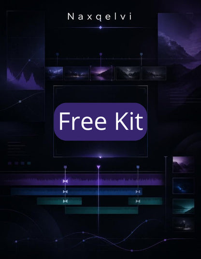 Promotional graphic for Naxqelvi Free Kit with purple and black color scheme.