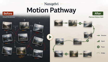 Comparison of 'Before' and 'After' motion pathway diagrams for Naxqelvi software.